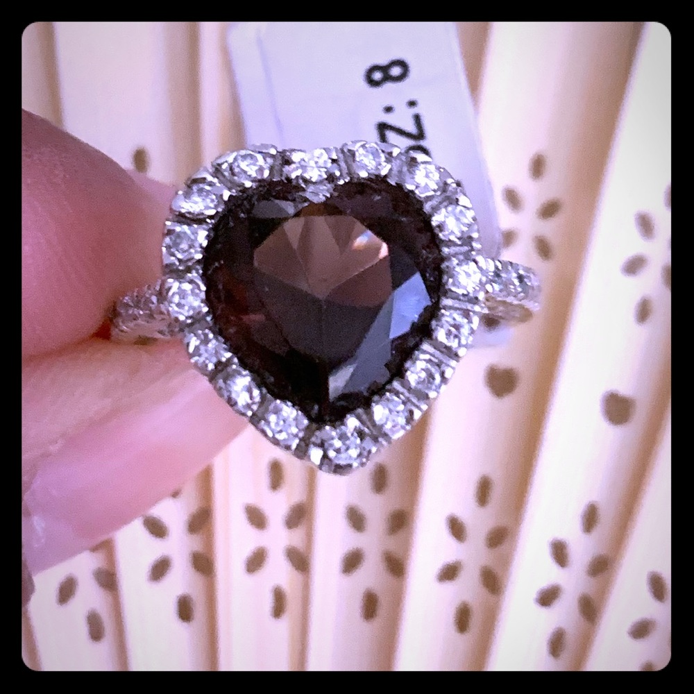Sterling Silver Ring with heart shaped ruby